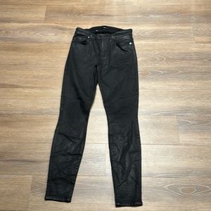 Black wax skinny jeans